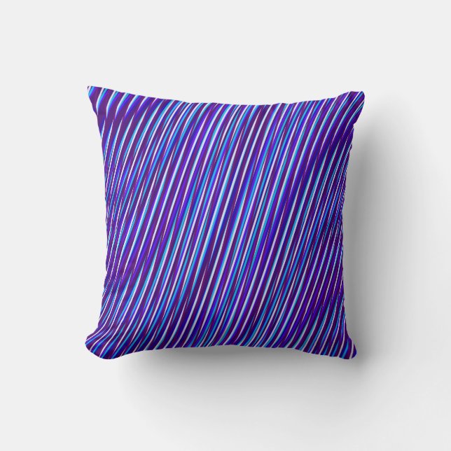 Purple & Blue Lines - Psychedelic, Trippy Stripes Cushion (Front)