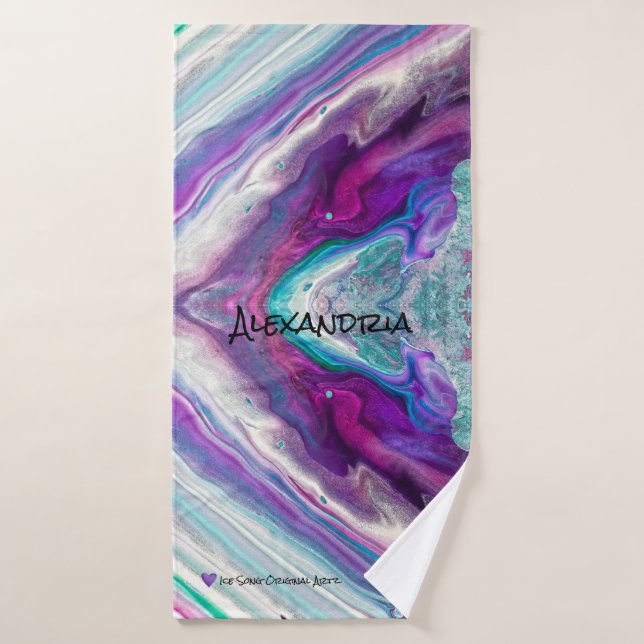 Purple Blue Magenta White Abstract Sweat Towel (Bath Towel)
