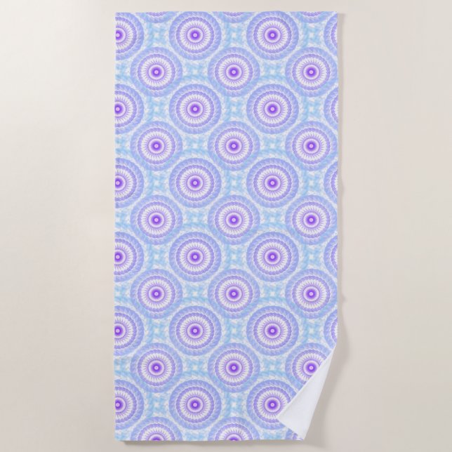 Purple Blue Mandala Pattern Beach Towel (Front)
