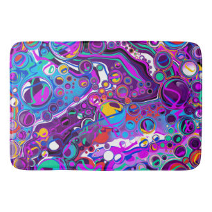 Purple, Blue Marble Fluid Art  Bath Mat