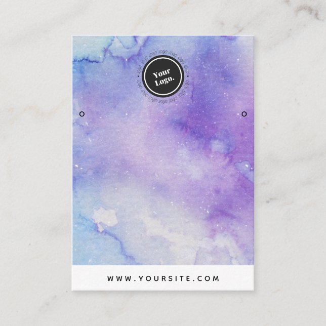 Purple Blue Marble Logo Earrings Jewellery Display Business Card (Front)