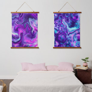 Purple Blue Marble Swirls and Bubbles   Hanging Tapestry