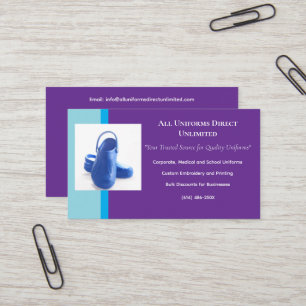 Purple Blue Medical Clogs Uniform Business Card