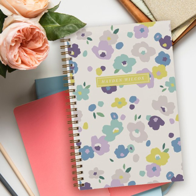 Purple Blue Mint Floral Spiral-Bound Notebook (Creator Uploaded)