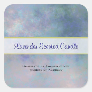 Purple Blue Misty Watercolor Candle Label
