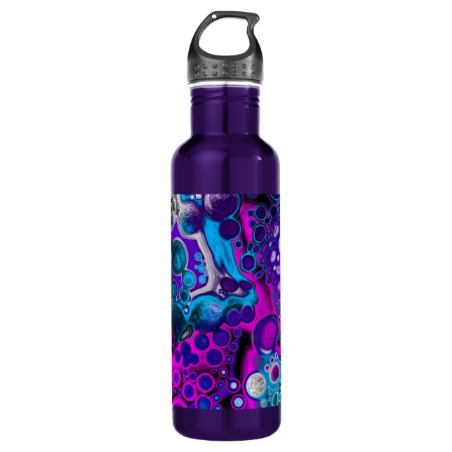 Purple, Blue Modern Abstract Fluid Art Marble Cell 710 Ml Water Bottle (Front)