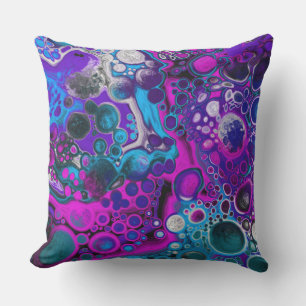 Purple, Blue Modern Abstract Fluid Art Marble Cell Cushion