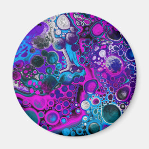 Purple, Blue Modern Abstract Fluid Art Marble Cell Magnet