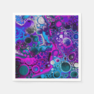 Purple, Blue Modern Abstract Fluid Art Marble Cell Napkin