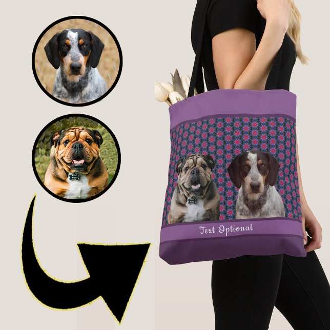 Purple Blue Modern Photo Gift Puppy Dog Lover Mum  Tote Bag (Creator Uploaded)