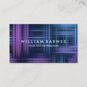 Purple Blue Modern Plaid Business Card