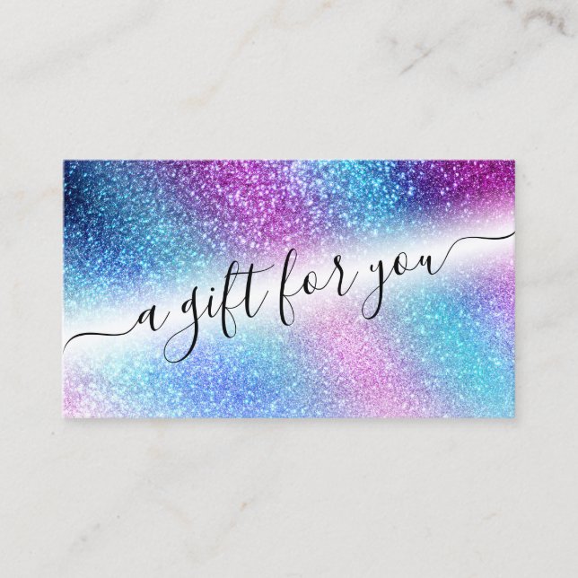 Purple Blue Nebula Galaxy Glitter Gift Certificate (Front)