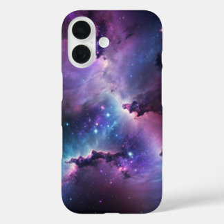 Purple-Blue Nebula with Stars iPhone 16 Case