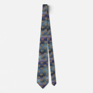 Purple & Blue Ombre Pattern with Gold Dragons Tie