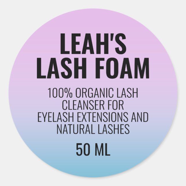 Purple & Blue Ombre Small Business Beauty Product Classic Round Sticker (Front)