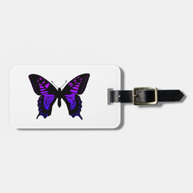 Purple Blue Ombre Wing Butterfly Luggage Tag (Front Horizontal)