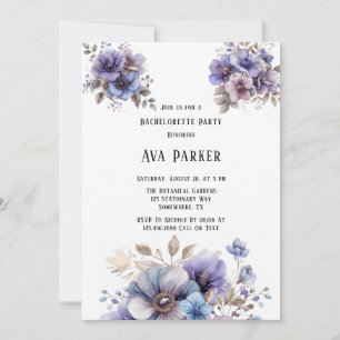 Purple Blue Painted Floral Bachelorette Party Invitation