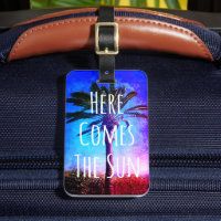 Purple Blue Palm Tree Here Comes the Sun Vintage