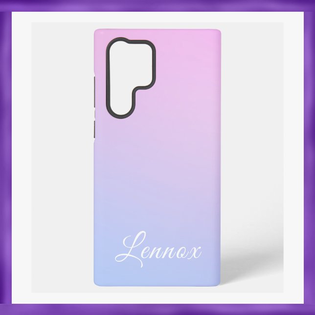 Purple Blue Pastel Monochrome Monogram Samsung Galaxy S22 Ultra Case (Creator Uploaded)