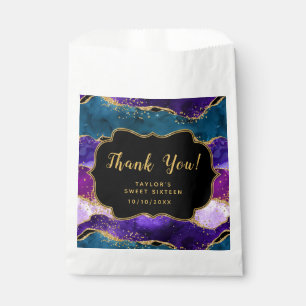 Purple Blue Peacock Agate Sweet Sixteen Thank You Favour Bag