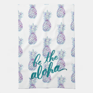 Purple Blue Pineapple Aloha Kitchen Towel