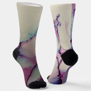Purple Blue & Pink Abstract Alcohol Ink Liquid Art Socks