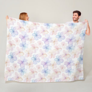 Purple Blue Pink Girly Flowers Fleece Blanket