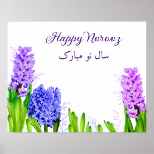 Purple Blue Pink Happy Norooz Hyacinth Flowers Poster