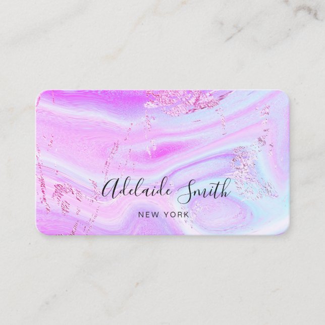 purple blue pink liquid marble business card (Front)