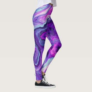 Purple, Blue, Pink Marble Fluid Art   Leggings