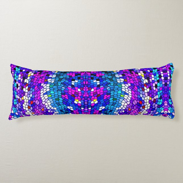 Purple Blue Pink Mosaic Tile Pattern Body Pillow (Front)
