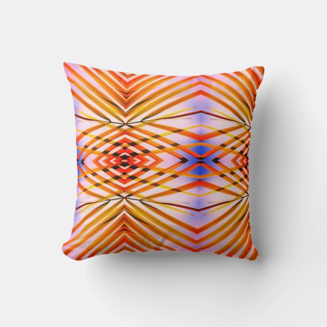 Purple Blue Pink Palm Leaf Throw Pillow (Front)