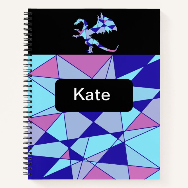 Purple blue pink triangle abstract  notebook (Front)
