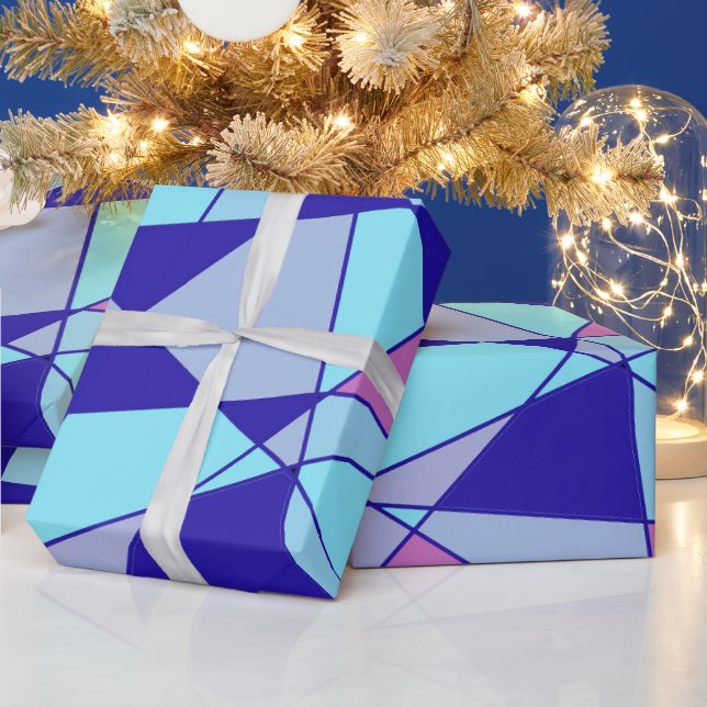 Purple blue pink triangle abstract  wrapping paper (Holidays)