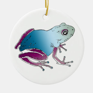 Purple & Blue Poison Dart Frog Ceramic Tree Decoration