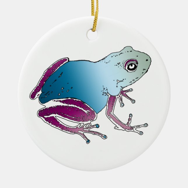 Purple & Blue Poison Dart Frog Ceramic Tree Decoration (Front)