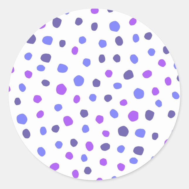 Purple Blue Polka Dot Dotted Pattern Art Classic Round Sticker (Front)