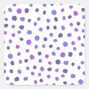 Purple Blue Polka Dot Dotted Pattern Art Square Sticker