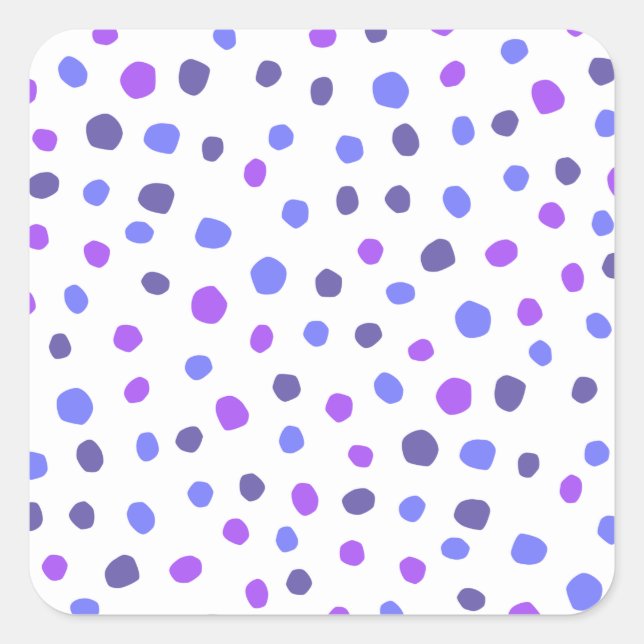 Purple Blue Polka Dot Dotted Pattern Art Square Sticker (Front)