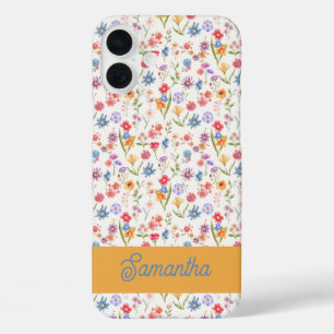 Purple Blue Red Watercolor Monogram Name iPhone 16 Plus Case