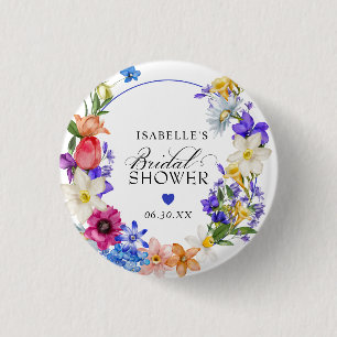 Purple Blue Red Wildflower Bridal Shower 3 Cm Round Badge