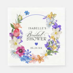 Purple Blue Red Wildflower Bridal Shower Napkin