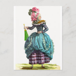 Purple & Blue Regency French Fashion Drawing Postcard
