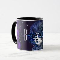 Purple Blue Roses Sugar Skull Girl Personalised