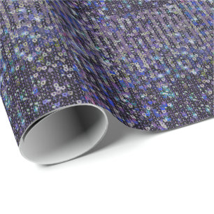Purple blue sequins sparkle pattern wrapping paper