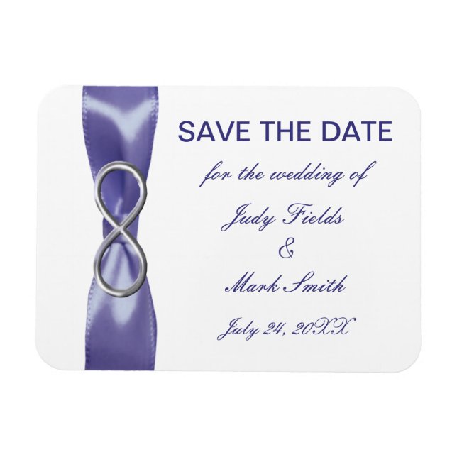 Purple Blue Silver Infinity Save The Date Magnet (Horizontal)