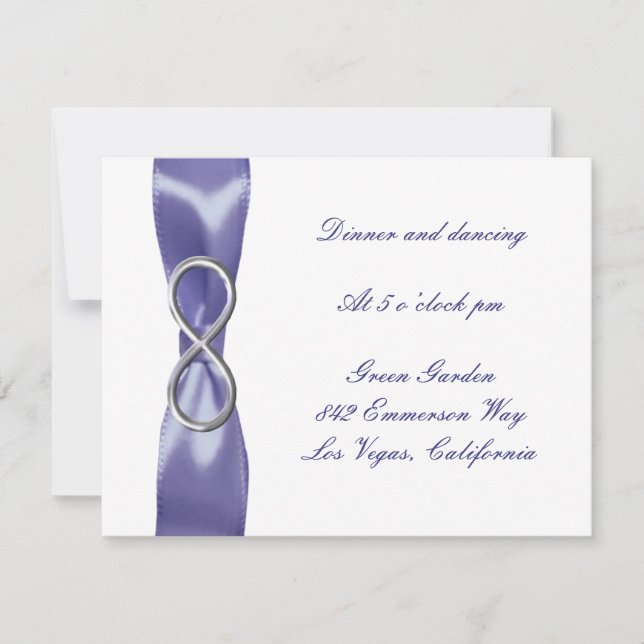 Purple Blue Silver Infinity Wedding Reception Card (Front)
