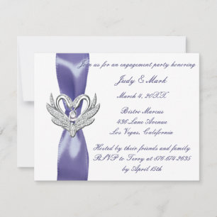 Purple Blue Silver Swans Engagement Party  Announcement