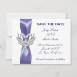 Purple Blue Silver Swans Save The Date Card<br><div class="desc">This beautiful save the date card is a stylish way to announce your big day. Personalise the card by changing the text in the fields provided. You can change font style,  size,  and colour.</div>