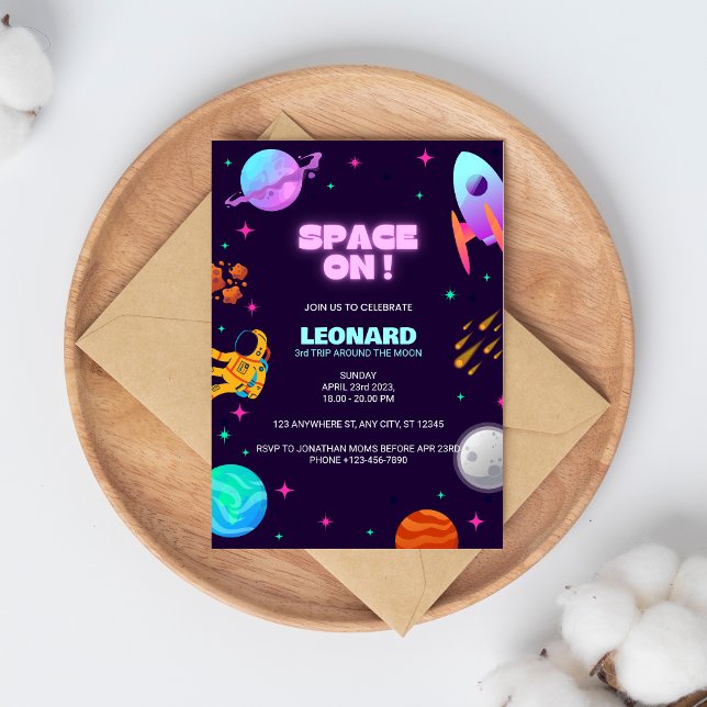 Purple Blue Space Birthday Invitation (Creator Uploaded)